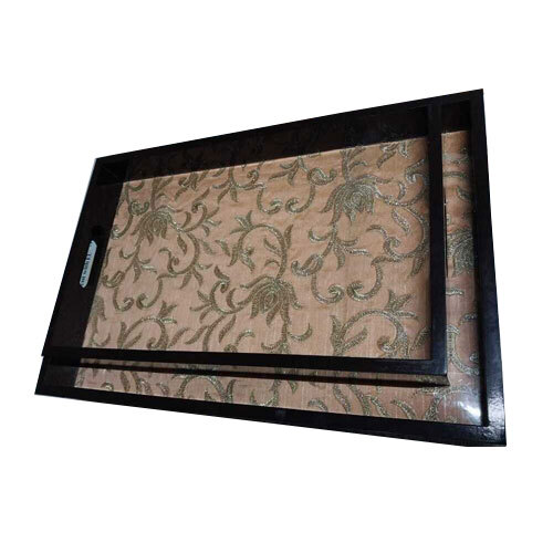 2 Pcs Modern Tray Set MDF With Fabric