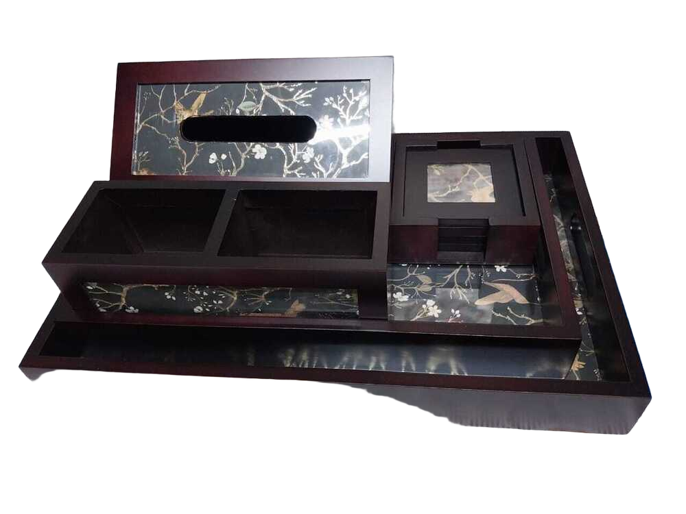 Modern Mdf with Fabric Tray Set
