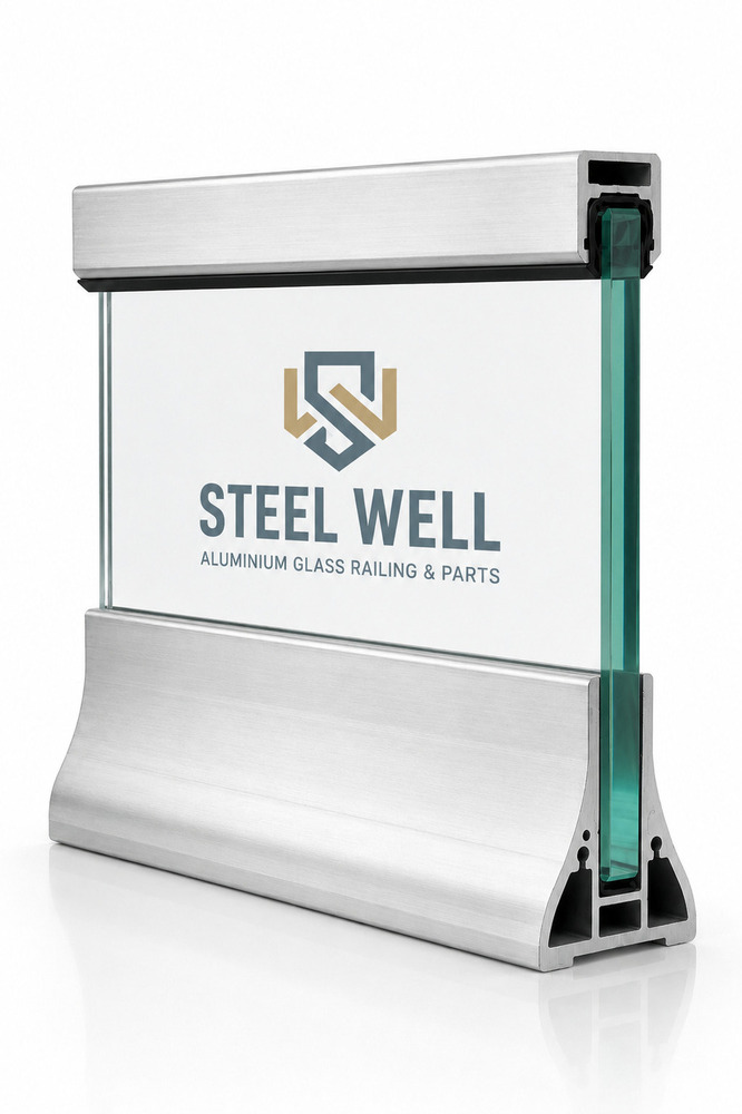 Aluminium Glass Railing Base Channel With Top Profile - Finishing: Mill Finished