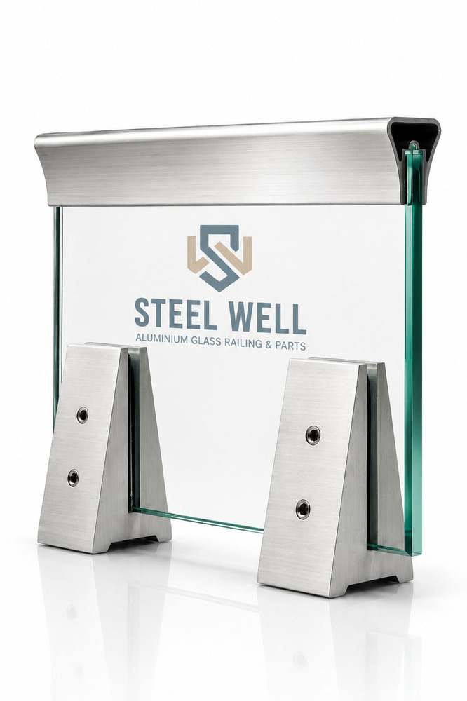 Glass Railing V Bracket With Top Handrail - Arm Length: 100 Mm (V Bracket)