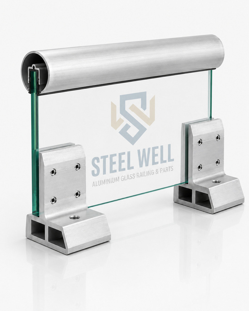 50Mm Round Aluminium Top Rail - Arm Length: Standard L Bracket Arm: 200 Mm
