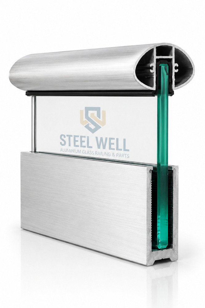 Aluminium Eye Top Glass Railing System - Finishing: Mill Finished