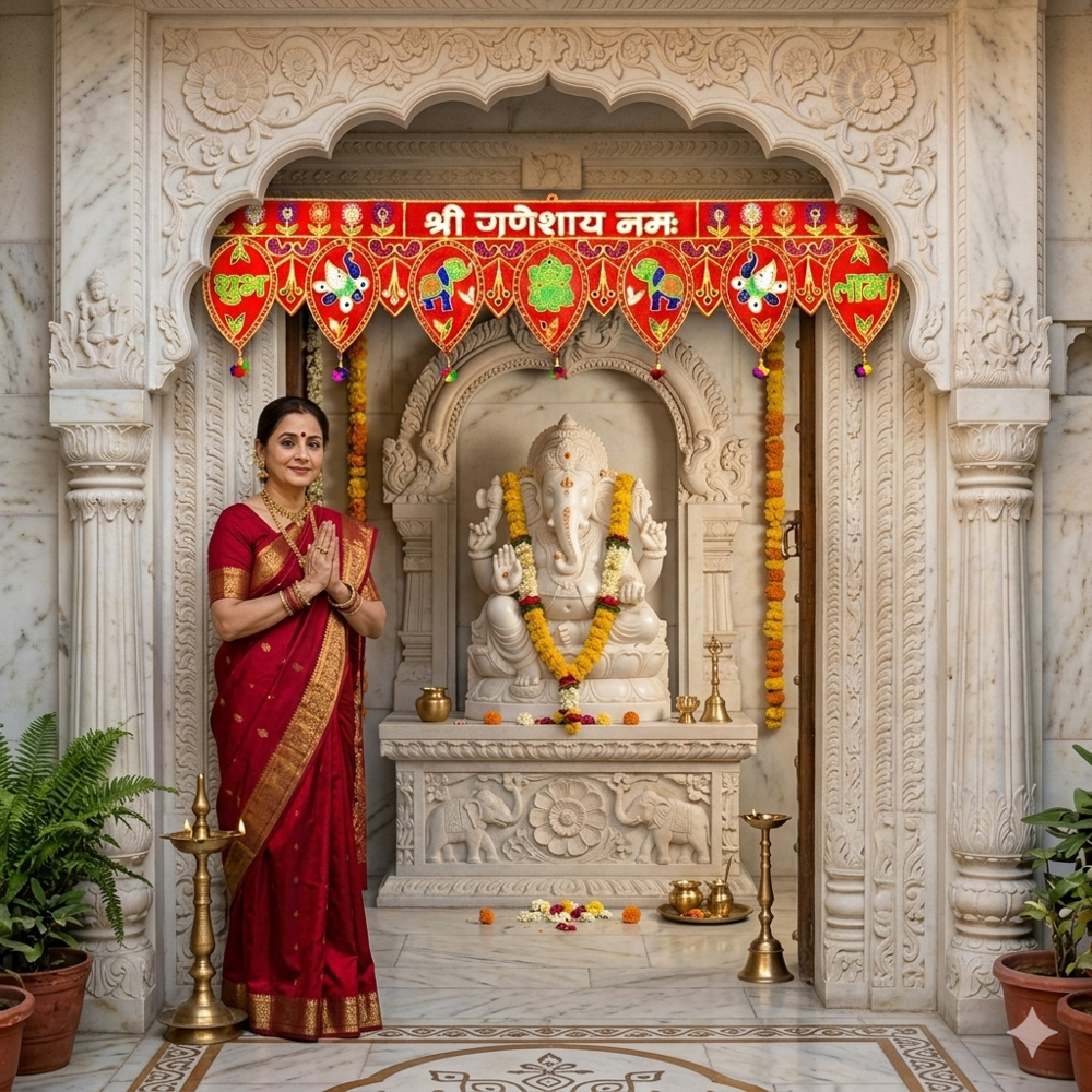 KRISHNA HANDLOOM Red Golden Bandarwal for Main Door B 5