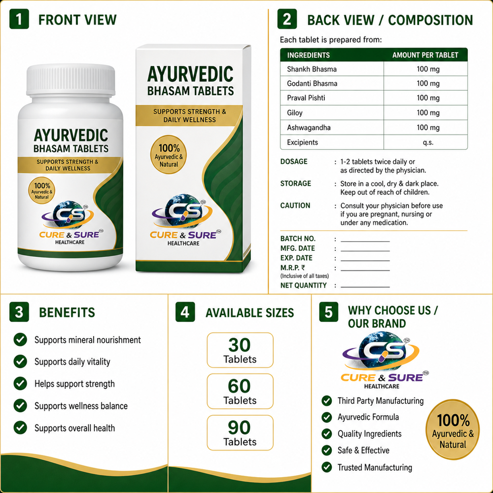 Ayurvedic Bhasam Tablets Third Party Manufacturing