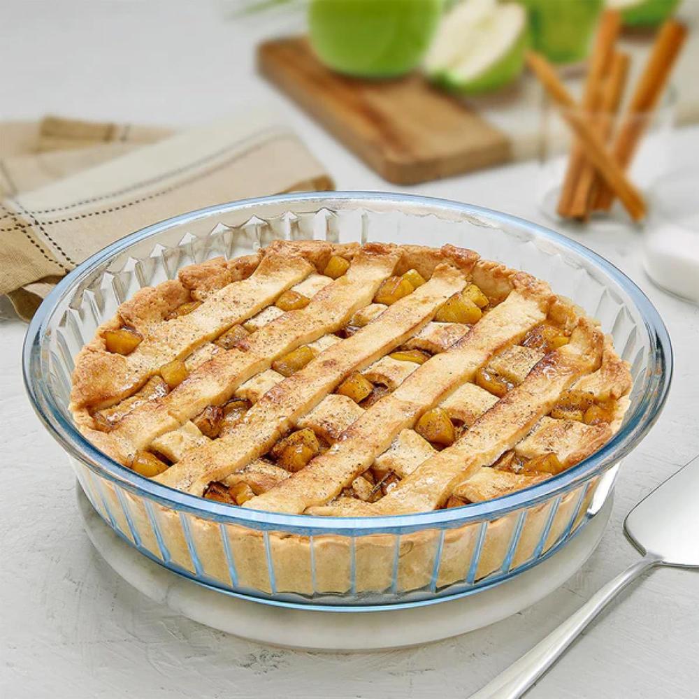 Borosil Fluted Baking Dish 1.5 Liter made with Borosilicate Glass | Oven, Microwave & Dishwasher Safe Pie & Quiche Dish | Heat Resistant Bakeware for Cooking & Serving IH22DH05215