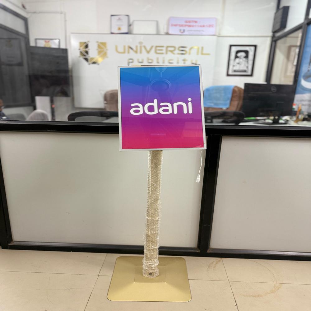 LED Glass Frame Advertising Display With Stand