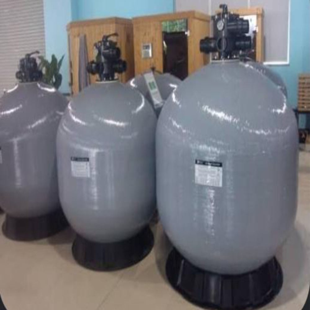 Swimming Pool Filter - Cylindrical Floor-mounted Design, Manual Control, Blue Color | Durable Materials, 1-year Warranty, Ideal For Commercial Use