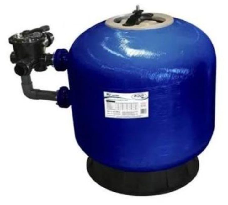 Swimming Pool Filter - Cylindrical Floor-mounted Design, Manual Control, Blue Color | Durable Materials, 1-year Warranty, Ideal For Commercial Use