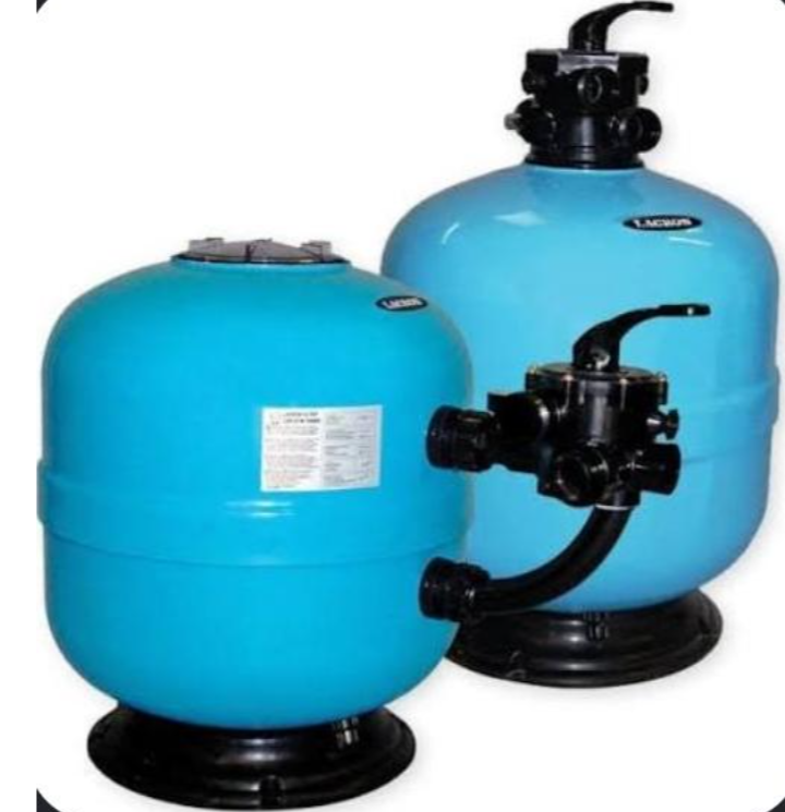 Swimming Pool Filter - Cylindrical Floor-mounted Design, Manual Control, Blue Color | Durable Materials, 1-year Warranty, Ideal For Commercial Use