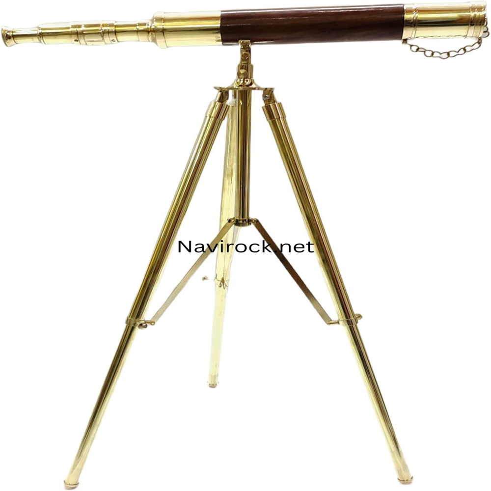 Vintage Brass Table Telescope with Antique Tripod Stand Shiny Brass