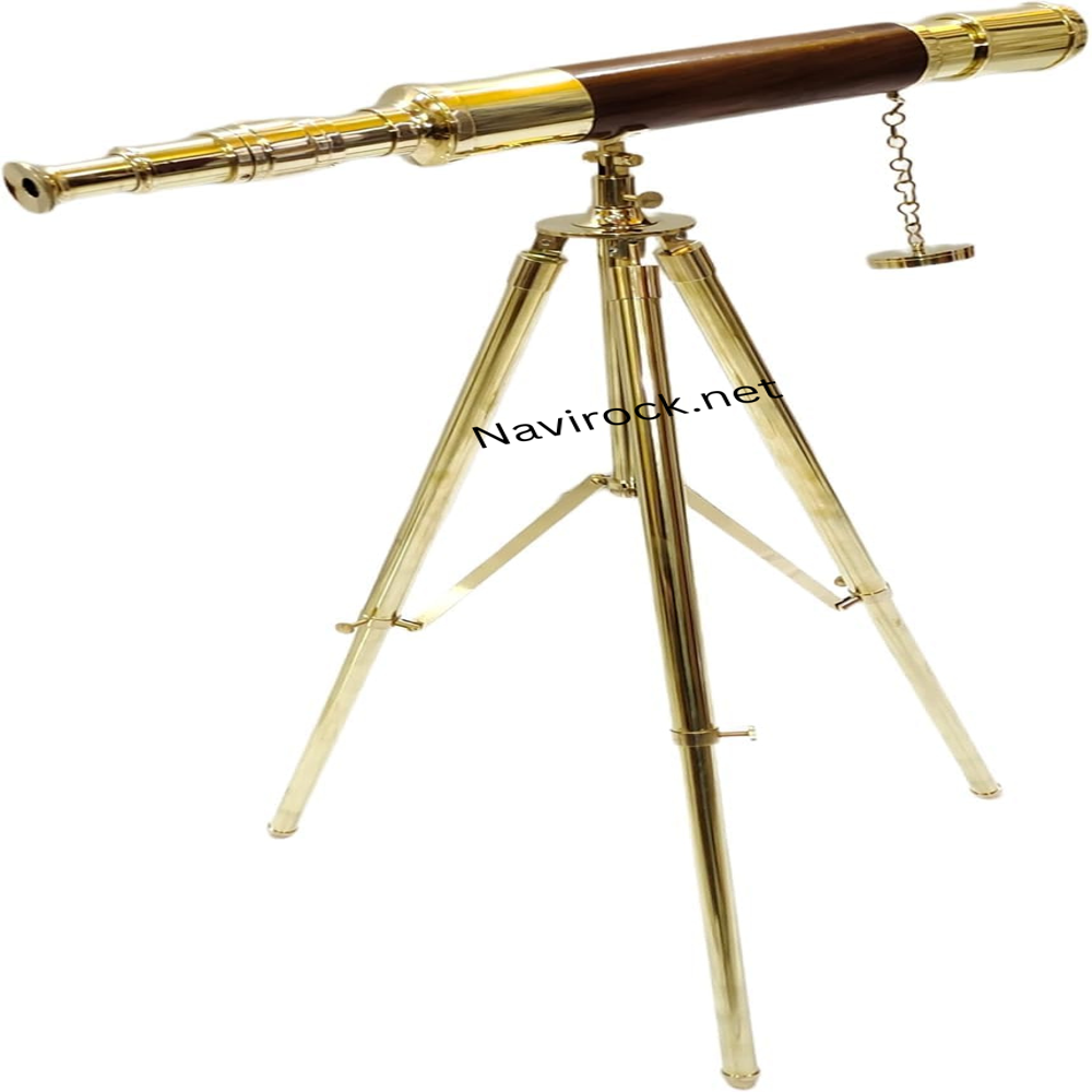 Vintage Brass Table Telescope with Antique Tripod Stand Shiny Brass