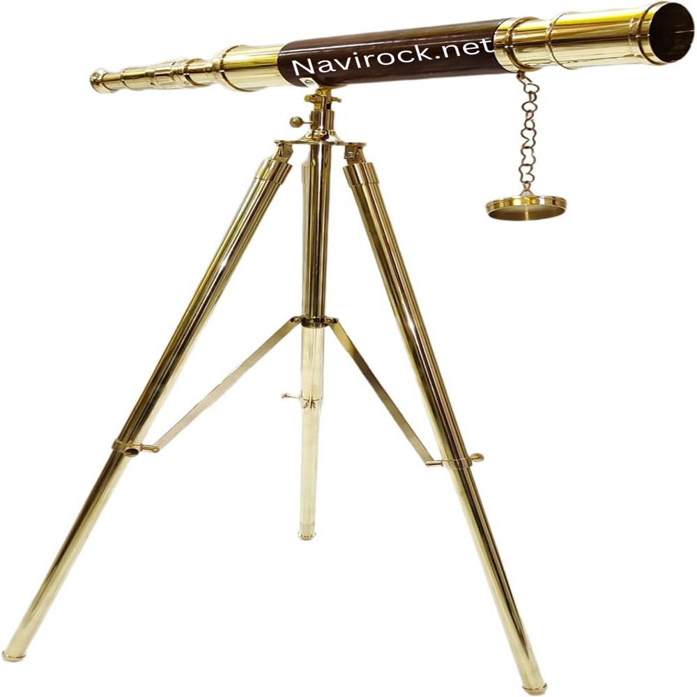 Vintage Brass Table Telescope with Antique Tripod Stand Shiny Brass