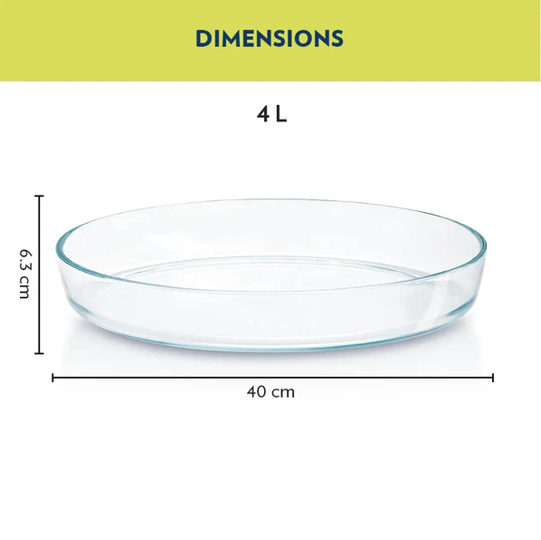 Borosil Oval Baking Dish 4Ltr Microwave & Oven Safe | Transparent | 1 Pc IH22DH25240