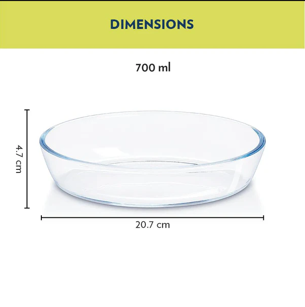 Borosil Oval Baking Dish | Microwave & Oven Safe | Transparent | 1 Pc 700 ml ICY22OD0107