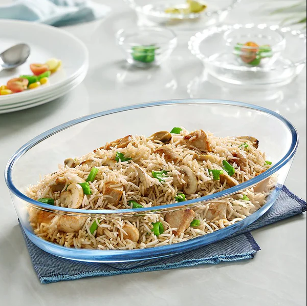 Borosil Oval Baking Dish | Microwave & Oven Safe | Transparent | 1 Pc 2.2 L ICY22OD0124