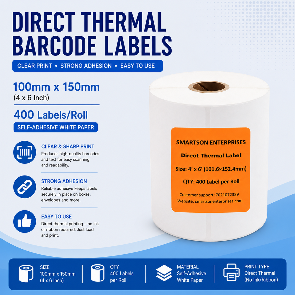 4x6 Inch Direct Thermal Barcode Labels