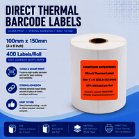 4x6 Inch Direct Thermal Barcode Labels - Color: White