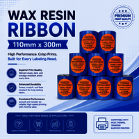 110mmx300m Wax Resin Ribbon - Color: Black