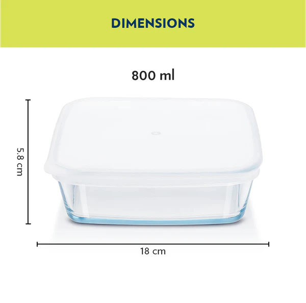 Borosil Square Baking Dish with lid, 800ml  IH22DH16180