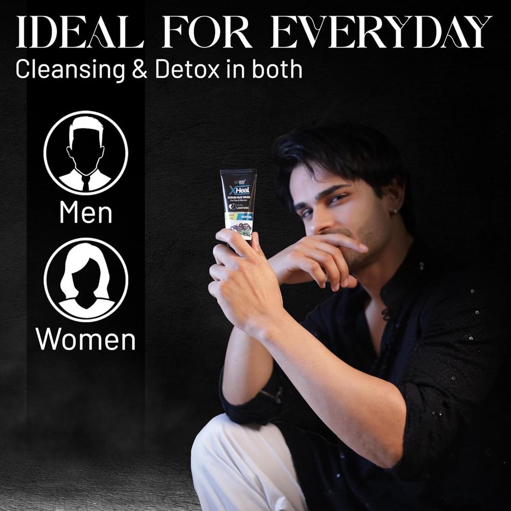 Xheal Activated Charcoal Scrub Face Wash for Men & Women