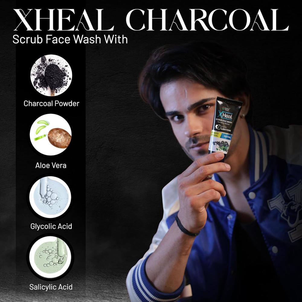 Xheal Activated Charcoal Scrub Face Wash for Men & Women