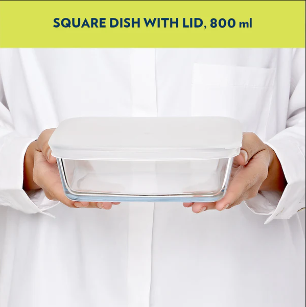 Borosil Square Baking Dish with lid, 1.6L IH22DH12216