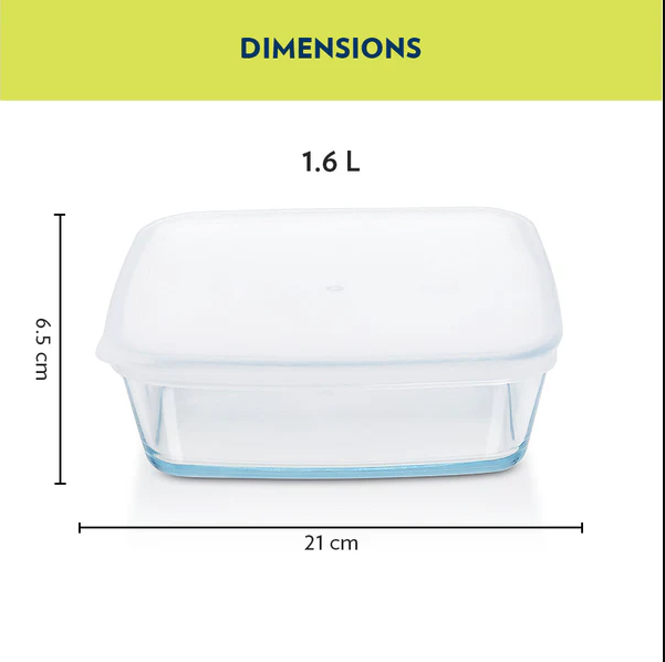 Borosil Square Baking Dish with lid, 1.6L IH22DH12216