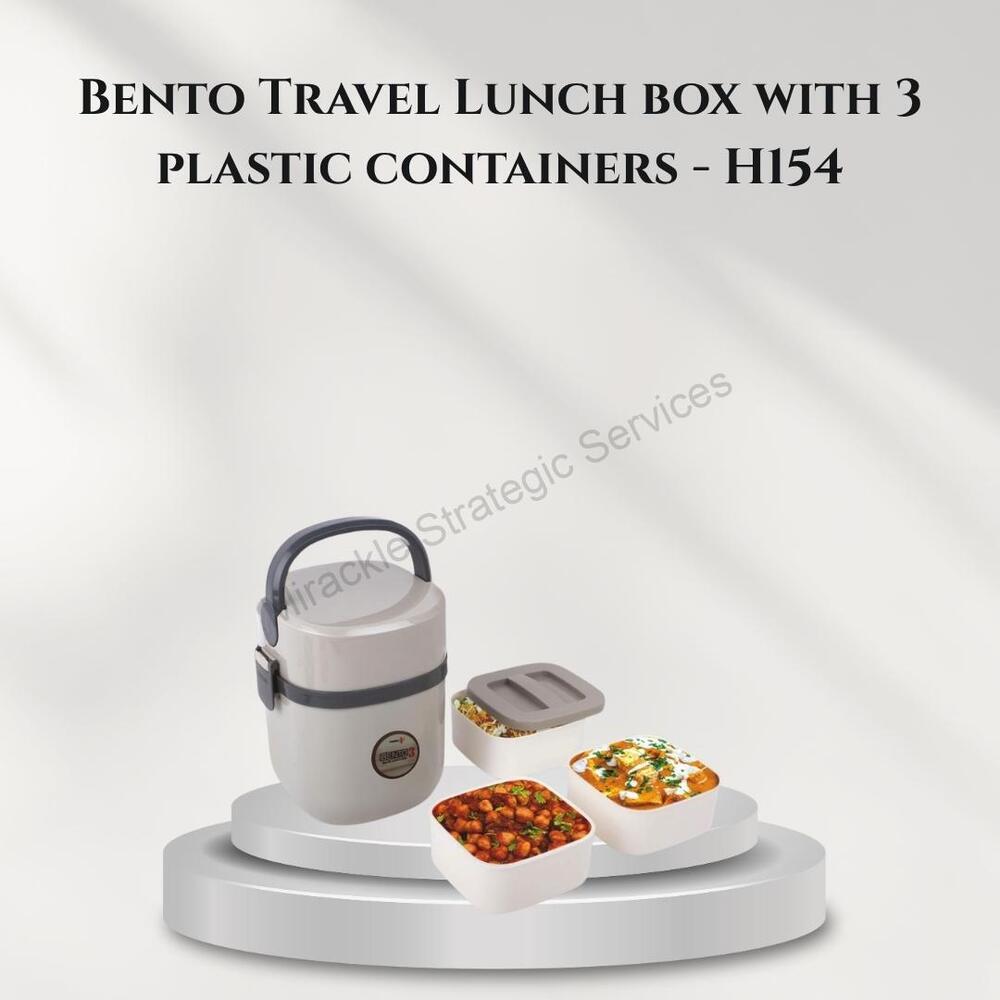 H154 Bento Travel Lunch box with 3 plastic containers