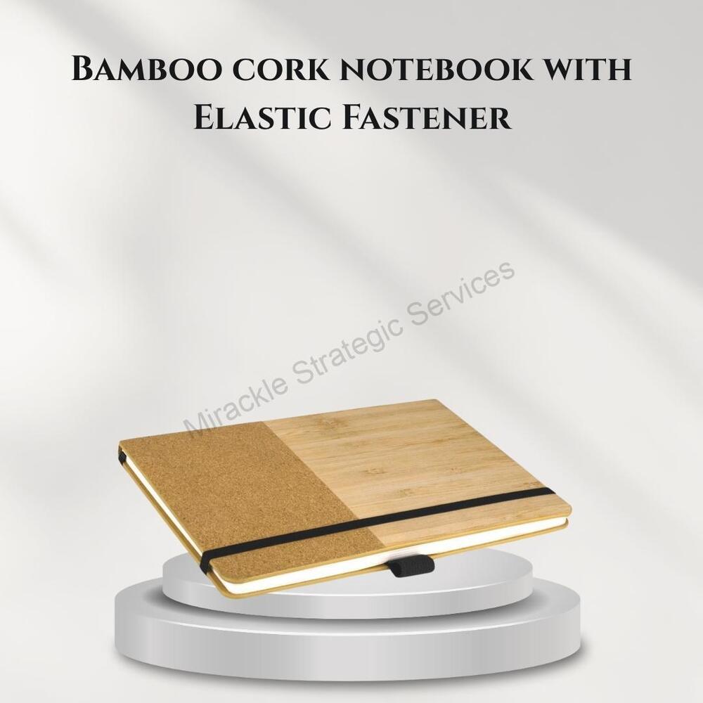Bamboo cork notebook with Elastic Fastener