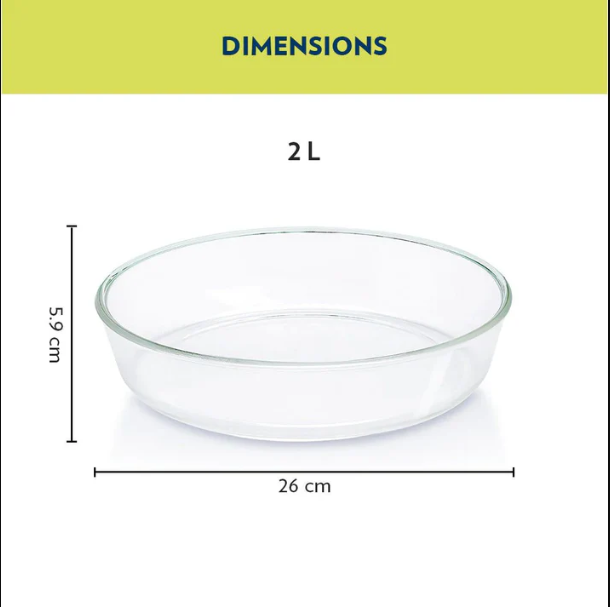 Borosil Round 2000 ML Dish | Microwave & Oven Safe | Transparent | 1 Pc IYRNDSH2000