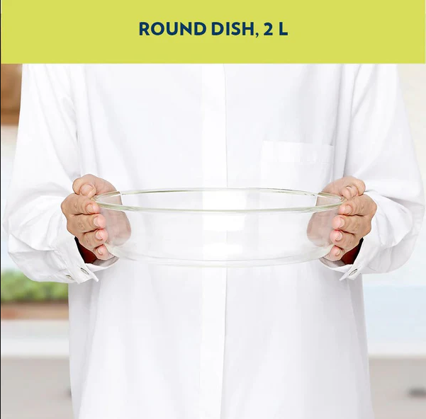 Borosil Round 2000 ML Dish | Microwave & Oven Safe | Transparent | 1 Pc IYRNDSH2000
