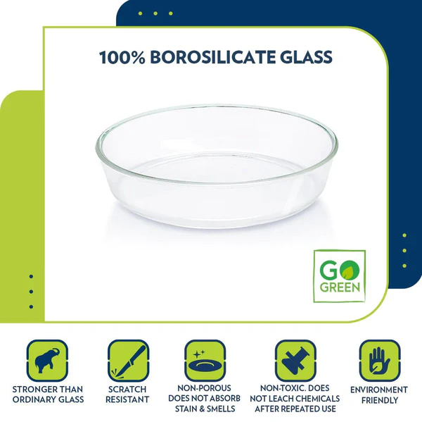 Borosil Round 2000 ML Dish | Microwave & Oven Safe | Transparent | 1 Pc IYRNDSH2000