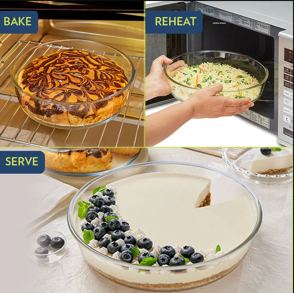 Borosil Round 2000 ML Dish | Microwave & Oven Safe | Transparent | 1 Pc IYRNDSH2000