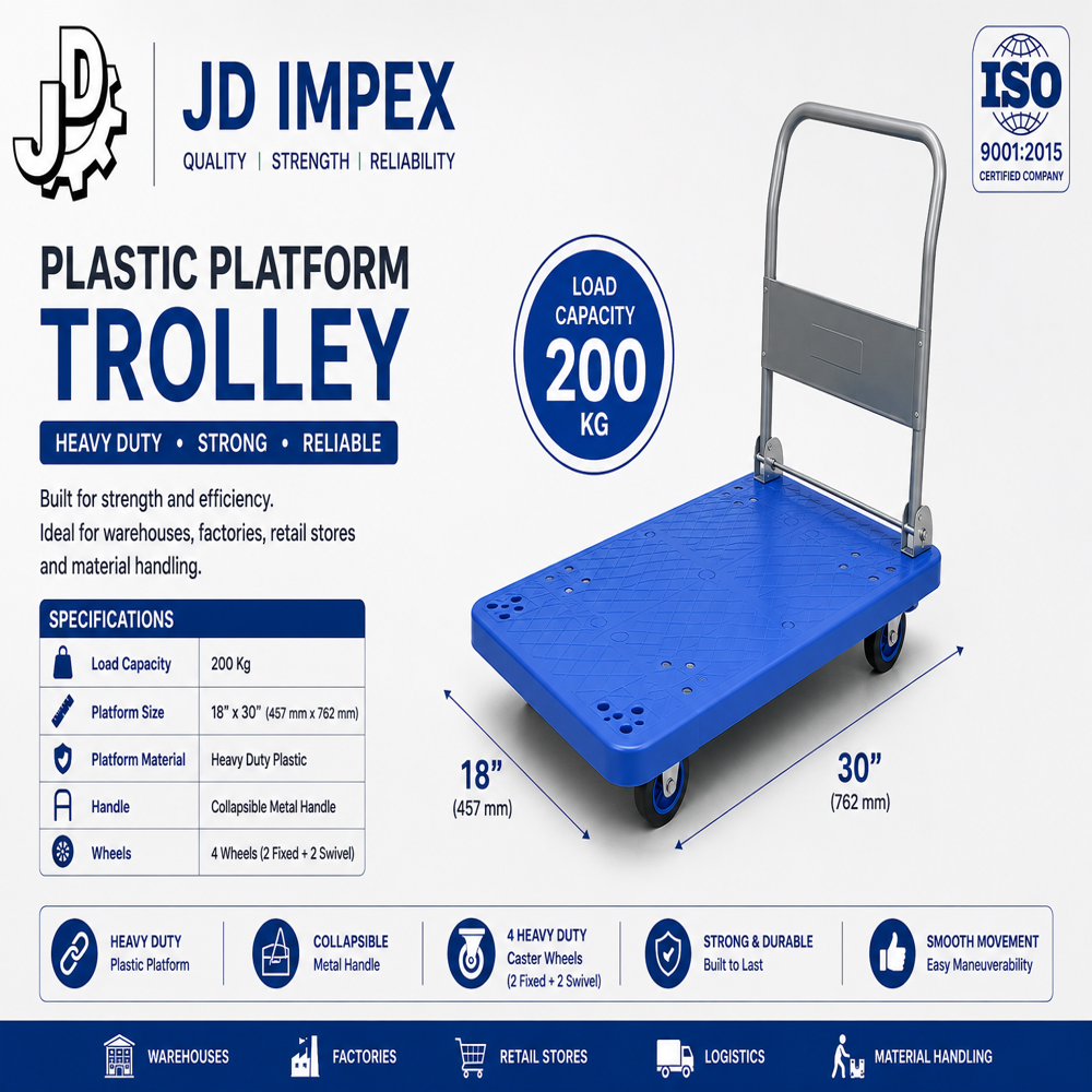 Plastic Platform Trolley - Color: Blue