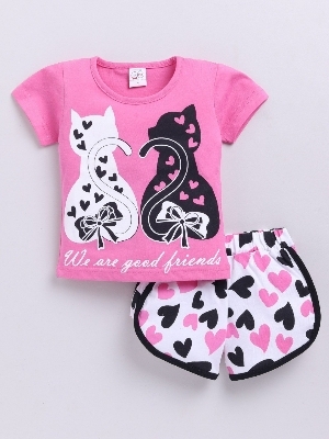 Summer Cotton Top Pant Set For Girls - 16x26