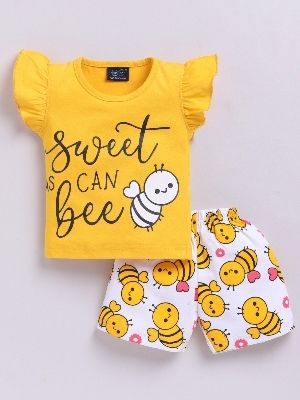 Summer Cotton Top Hot Pant Set For Girls - 16x26