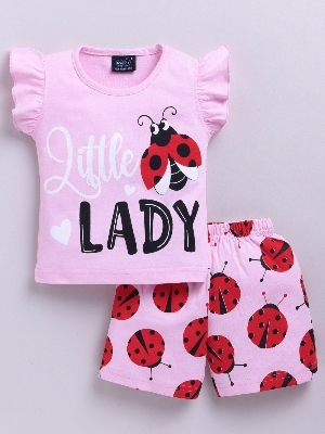 Summer Cotton Top Hot Pant Set For Girls - 16x26