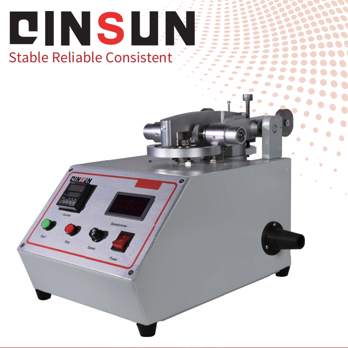 Taber Abrasion Resistance Tester - Corrosion-Resistant Metal Body, 530x320x300 mm, Digital LCD Control, Dual Abrasive Wheels, Adjustable Load Weights, Emergency Stop