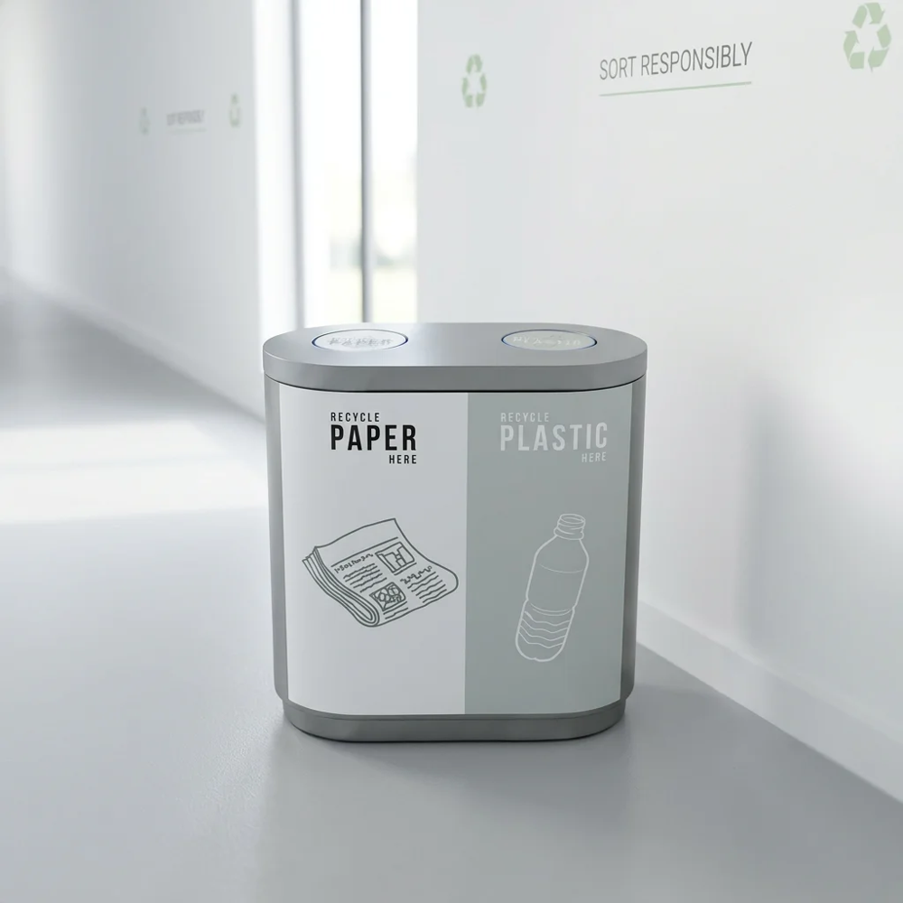 Color Coded Waste Bin Duo Fiberglass - Application: Indoor Outdoor