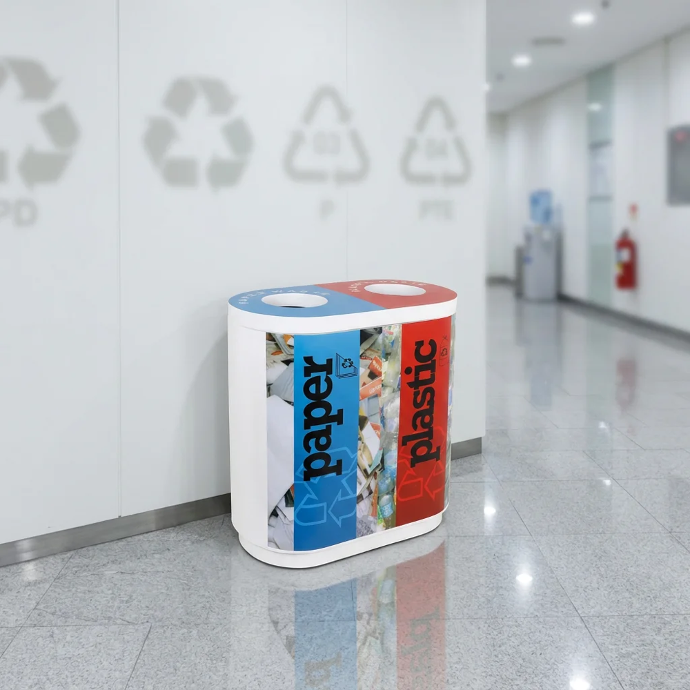 Color Coded Waste Bin Duo Fiberglass - Application: Indoor Outdoor