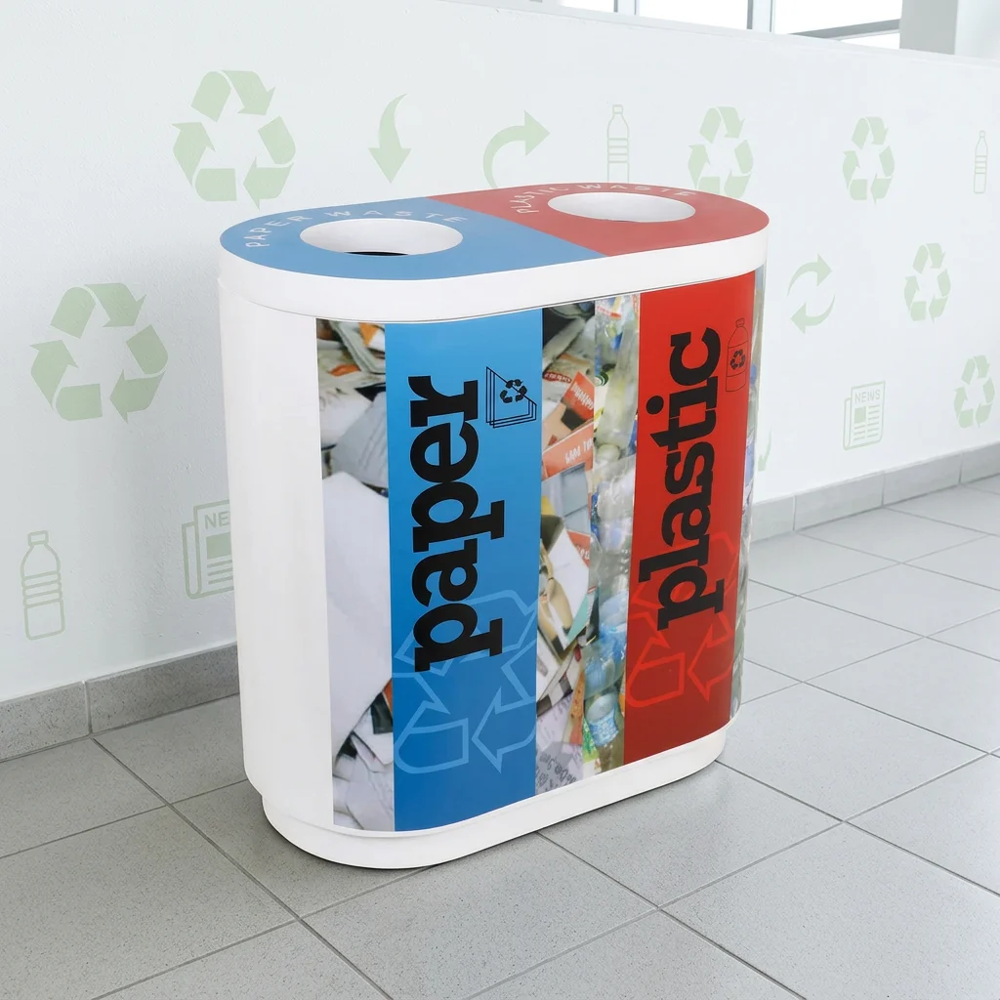 Color Coded Waste Bin Duo Fiberglass - Application: Indoor Outdoor