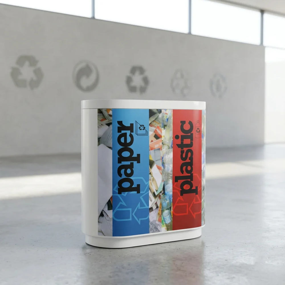 Color Coded Waste Bin Duo Fiberglass - Application: Indoor Outdoor