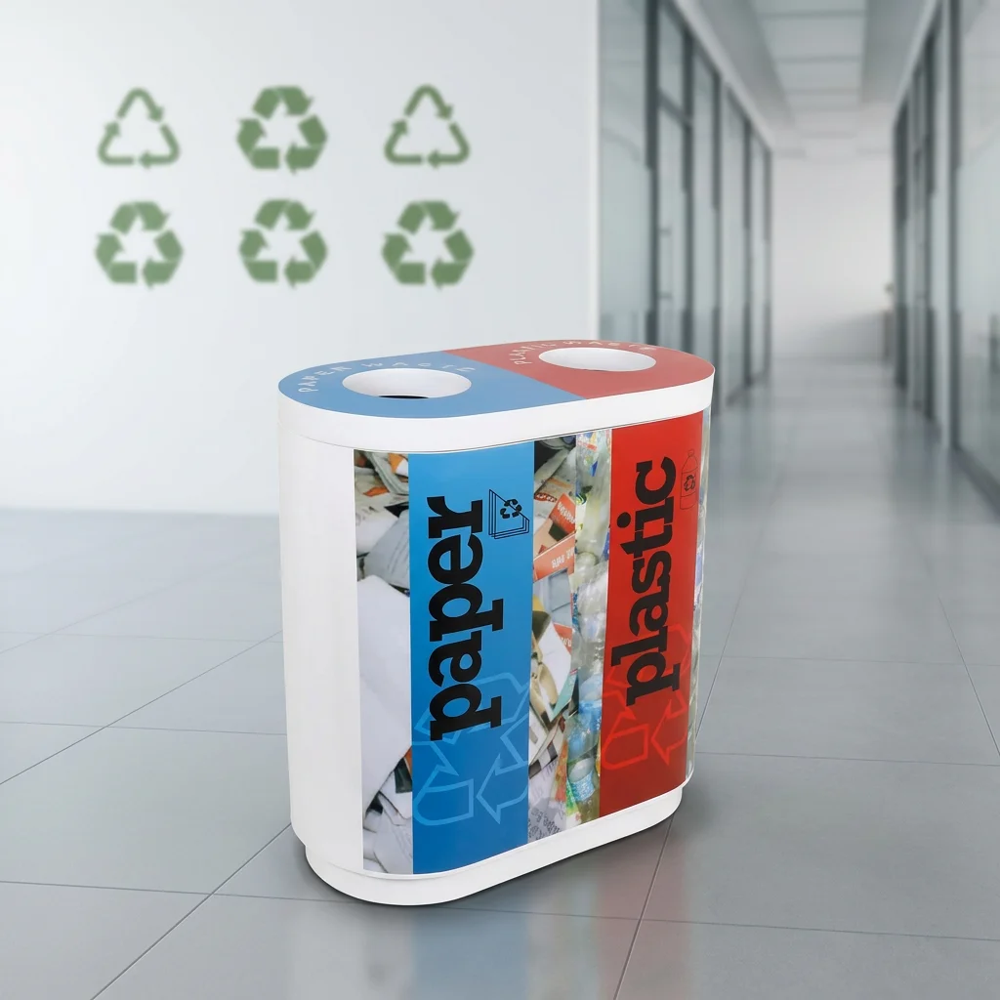Color Coded Waste Bin Duo Fiberglass - Application: Indoor Outdoor