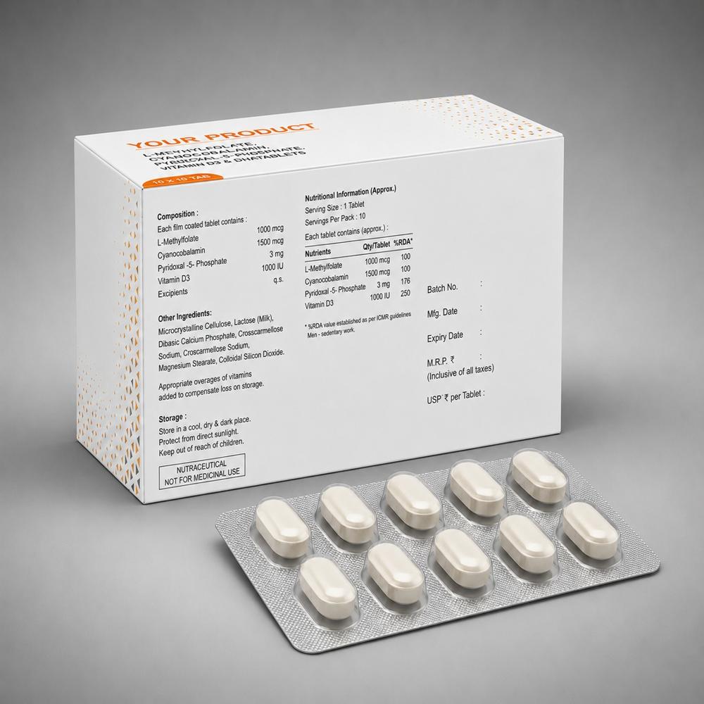 L-Methylfolate, CYNOCOBALAMIN, Pyridoxal -5- Phosphate Vitamin D3 And DHA Tablets
