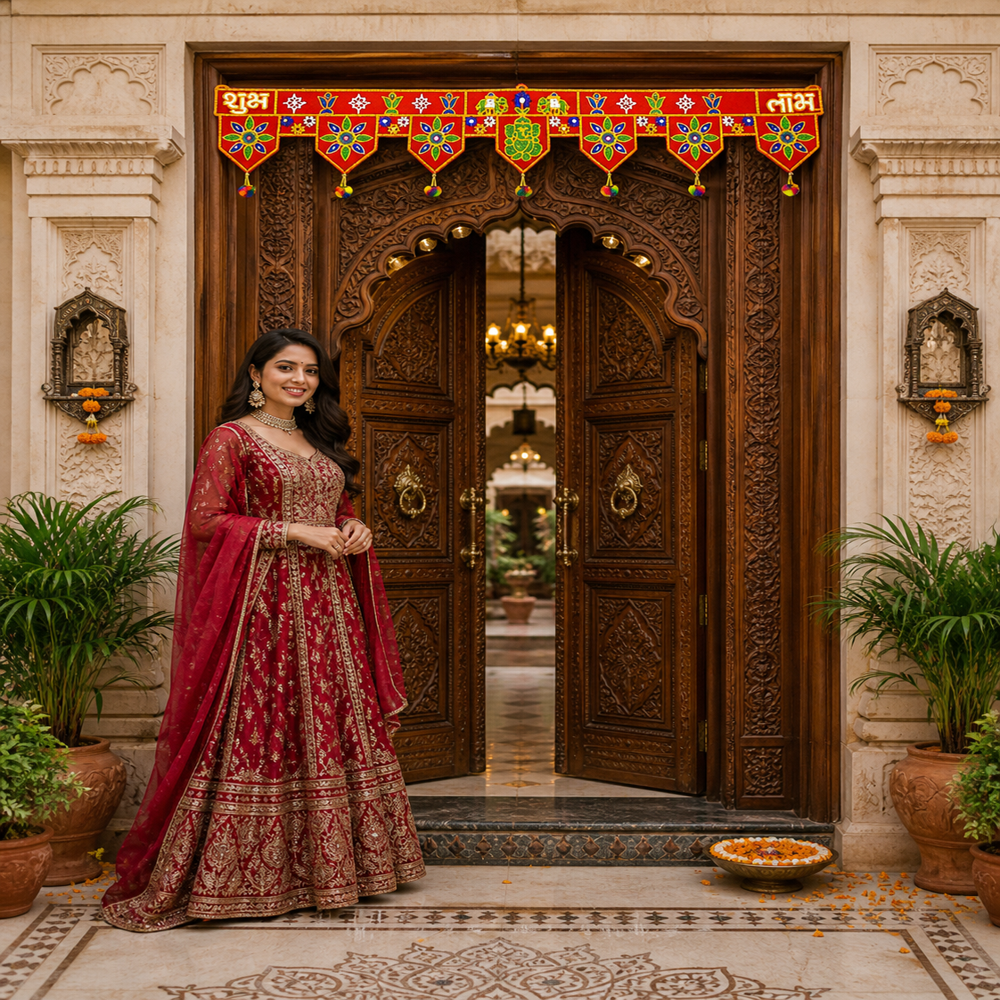 Krishna Handloom Handmade Decorative Toran For Wall E 4 - Color: Red