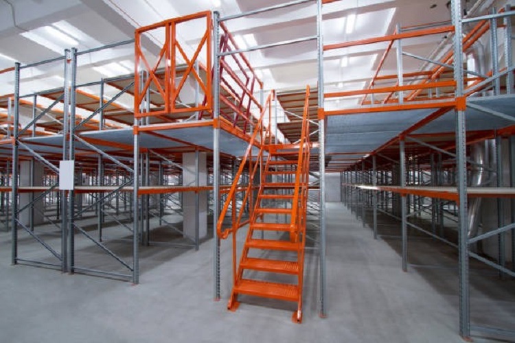 Mezanine Floor - Mild Steel, Customized Size, Blue And Yellow | Corrosion Resistant, Modular, Powder Coated, Heavy Duty