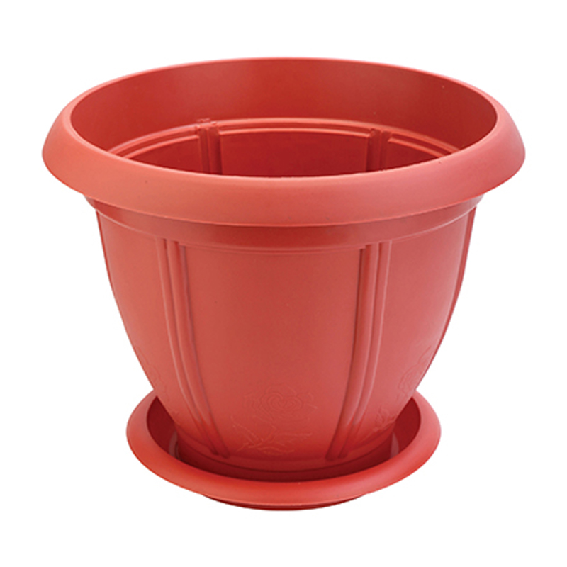 Plastic Flower Pot With Plate 8.5
