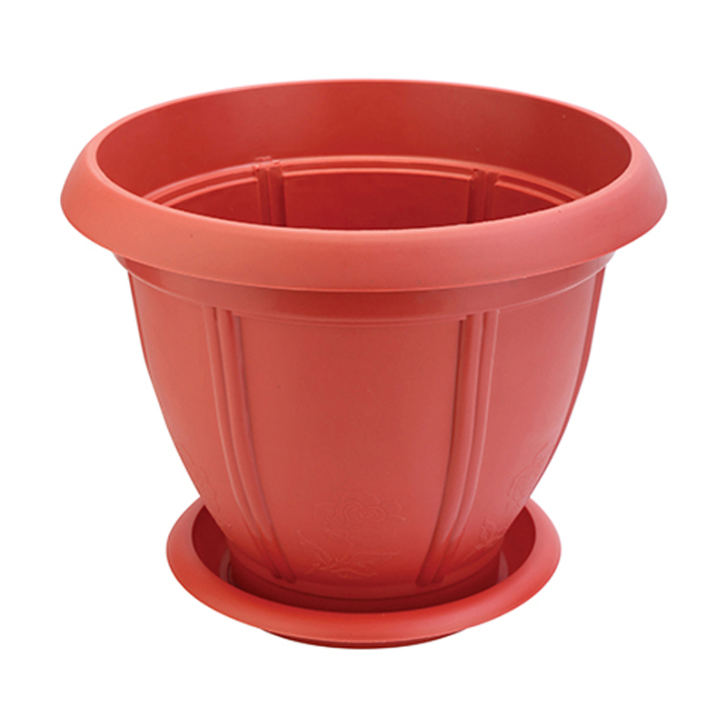 Plastic Flower Pot With Plate 10.5