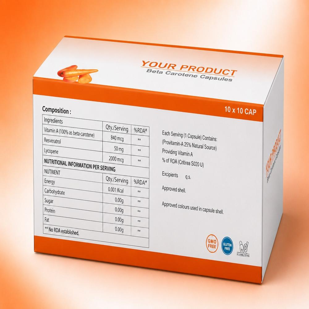 Beta Carotene Capsules | Vitamin A Precursor Antioxidant Supplement Capsules