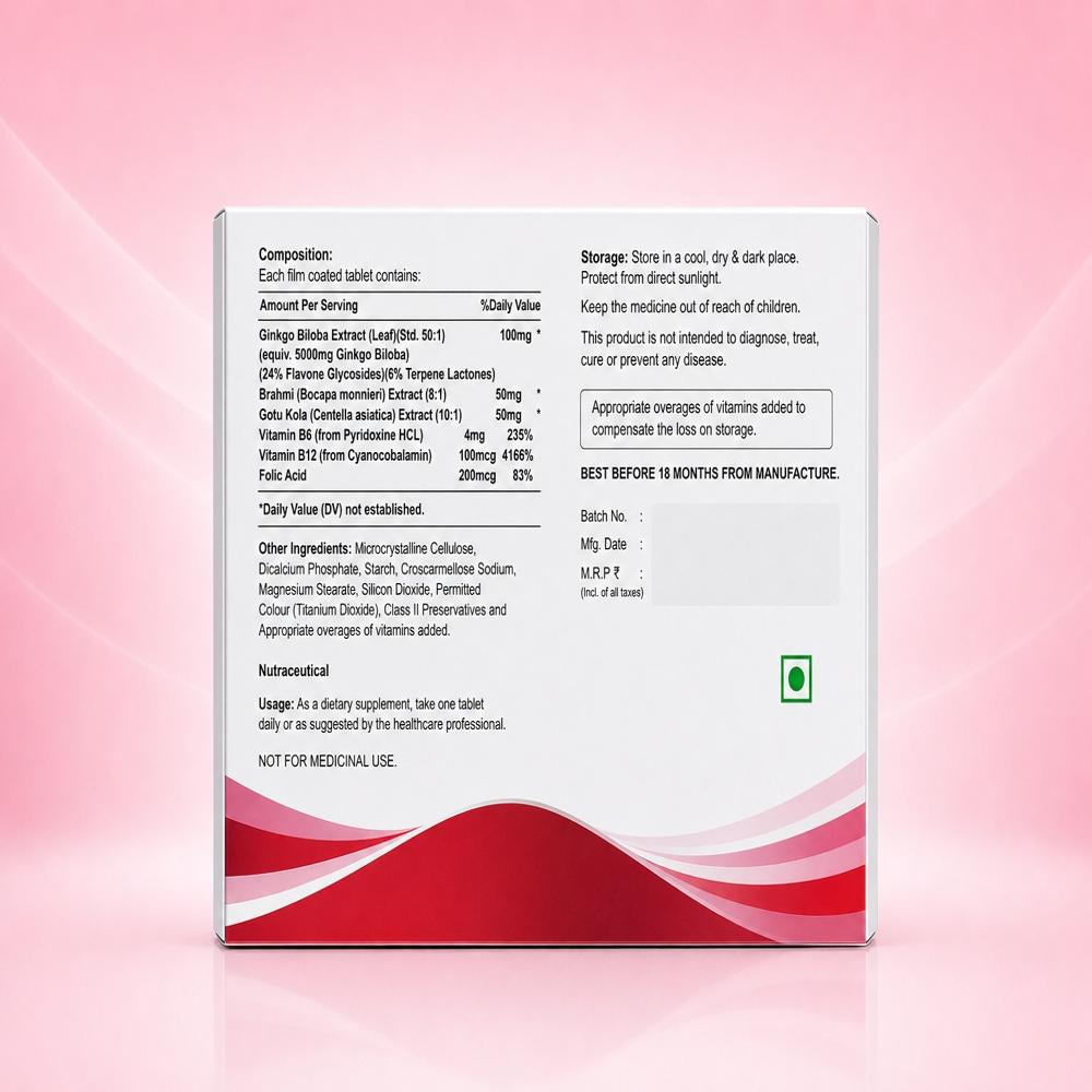 Ginkgo Biloba Extract with Vitamin B6, Vitamin B12, Folic Acid & Flavone Glycoside Tablets